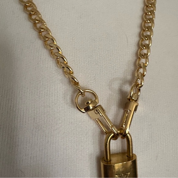 Authentic Louis Vuitton brass lock and key with 2 non-LV chains - Picture 7 of 14